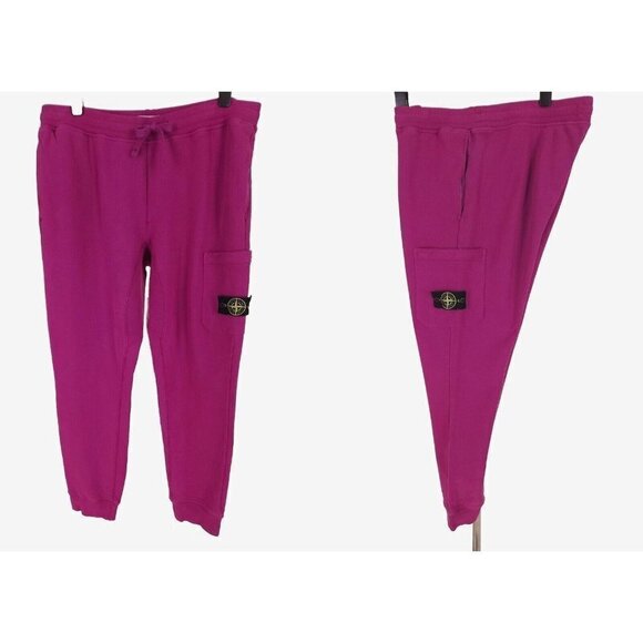 STONE ISLAND Mens 3XL XXXL Logo Patch Sweatpants in Magenta New/Defect $285US - Picture 2 of 12